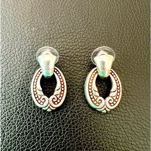 Brighton Vintage Silver Plated Door Knocker Filigreed Earrings